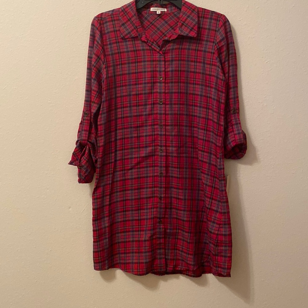 Red and green and black Button down